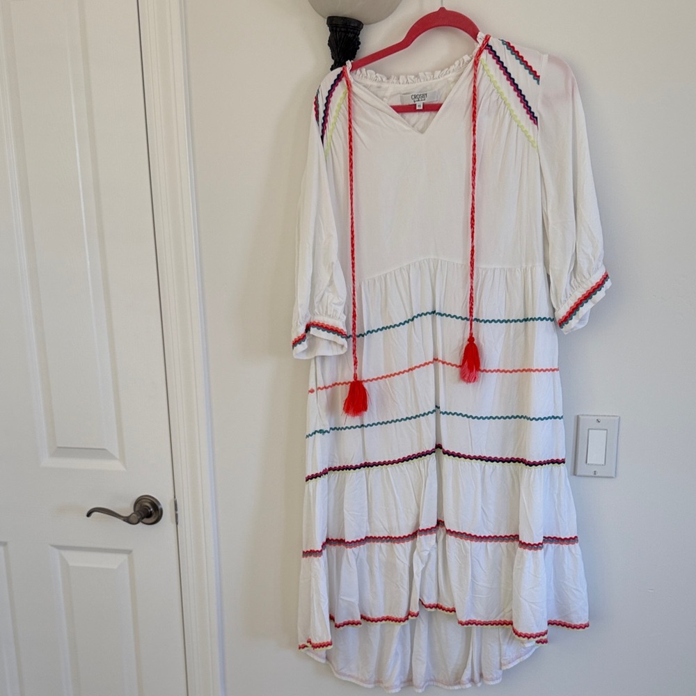 CROSBY by Mollie Burch White Dress with Colorful Accents